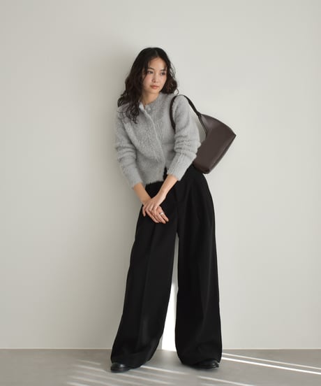Wool Like Tuck Pants（Black）bo2000-182