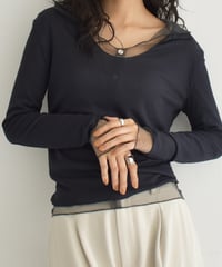 Tulle Layered Rib Tops np-t1911-438