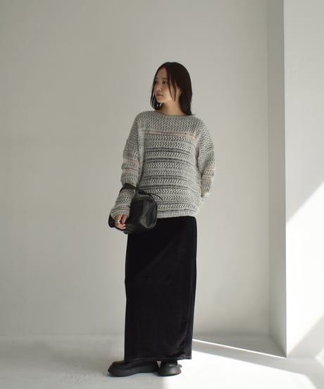 Spangle Mesh Panel Knit t1911-329