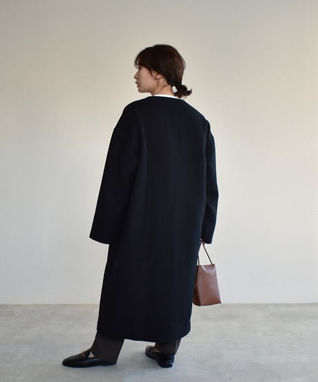 Boa Collar Wool Coat（Black）