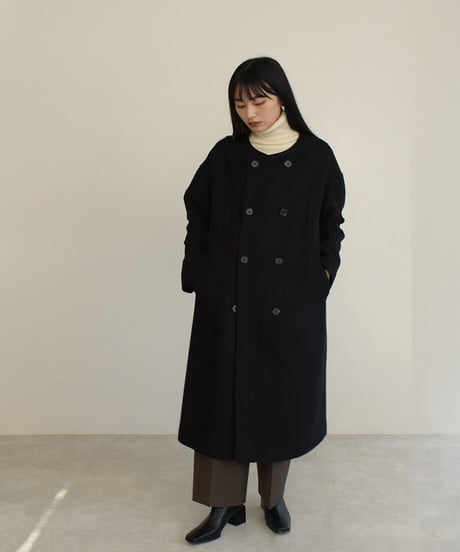 Boa Collar Wool Coat（Black）c1911-12