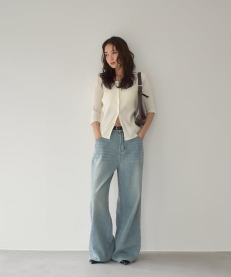 Half Sleeve Rib Knit Cardigan t1911-397