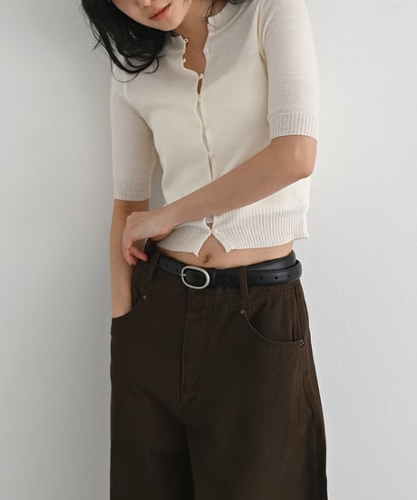 Half Sleeve Sheer Rib Knit Cardigan t1911-505