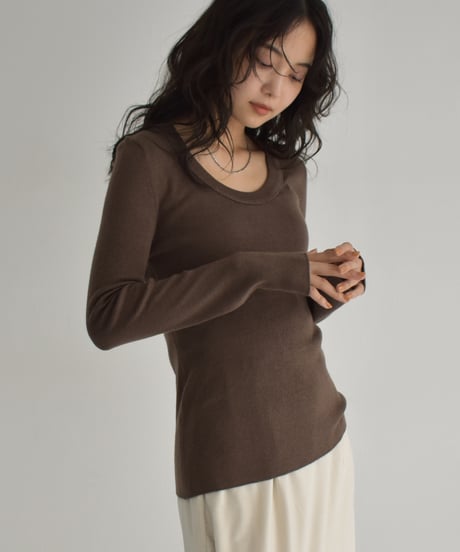 UNeck Rib Knit Tops t1911-437