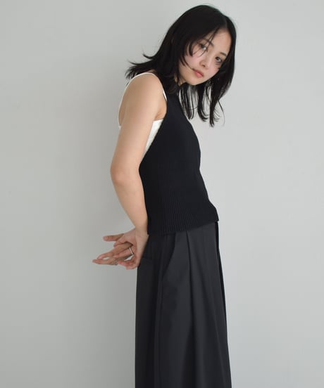 Halterneck Ribbon Knit Tops t1911-283