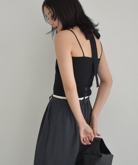 Halterneck Ribbon Knit Tops t1911-283