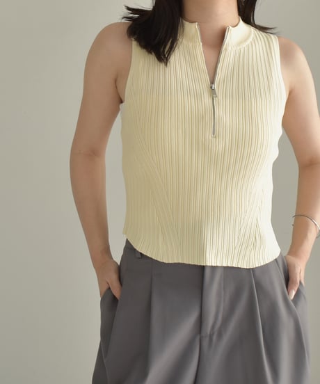Half Zip Nosleeve Knit Tops t1911-289