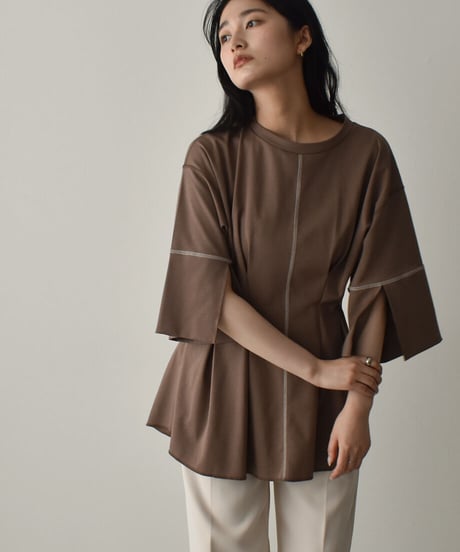Arm Slit Waistshape Tops t1911-113