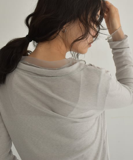 Tulle Layered Rib Tops t1911-438