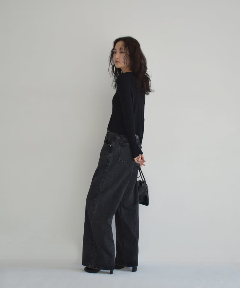 Midlize Wide Black Denim ch!iii ブラック　デニム Midlize Wide Black Denim – ch!iii