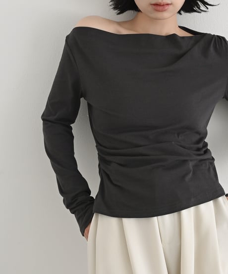 Oneshoulder Gather Drape Cutsew t1911-525