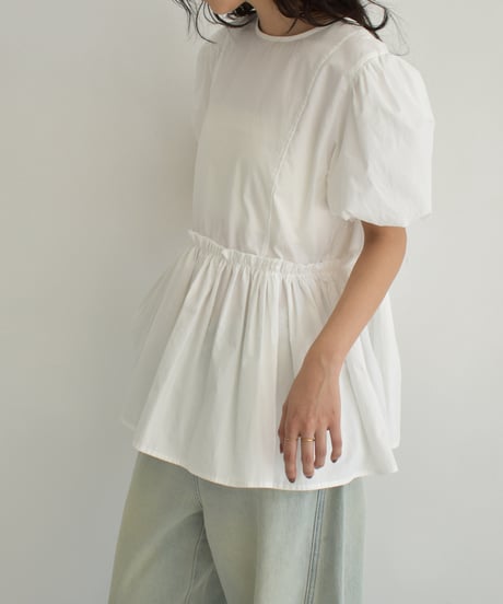 Front Ribbon Puffsleeve Blouse t1911-359