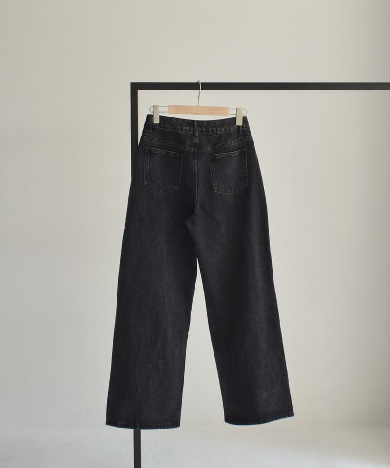 Wide Straight Black Denim bo2000-138 | cizatto