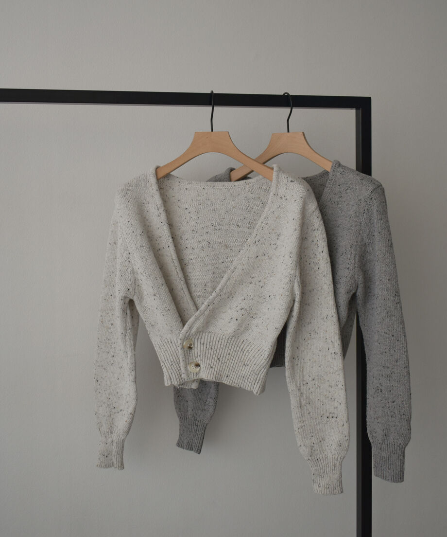 quitanダークグレー カシュクールカーディガン