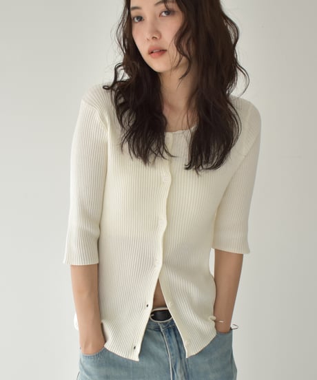 Half Sleeve Rib Knit Cardigan t1911-397