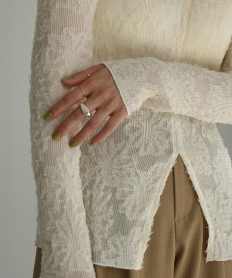 Sheer Flower Jacquard Tops t1911-179