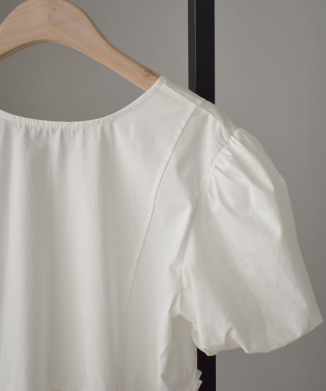 Front Ribbon Puffsleeve Blouse t1911-359