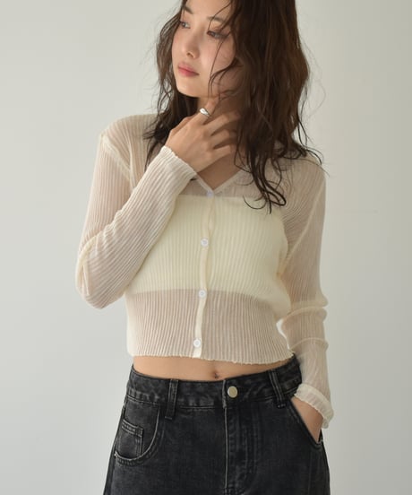 Sheer Rib Knit Cardigan t1911-386
