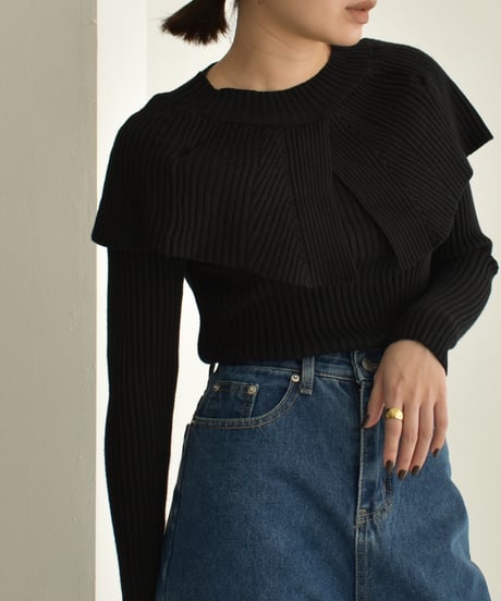 Cape Collar Knit Tops t1911-226