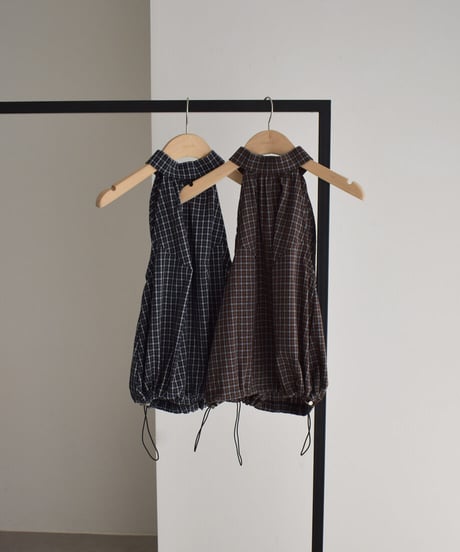 Halter Neck Check Tops t1911-562