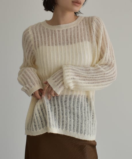 Wool Sheer Stripe Kit Tops t1911-459