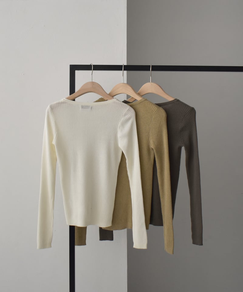 Hole Cut Rib Knit Tops t1911-349 | cizatto