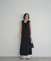 Stole Set Nosleeve Knit Onepiece op-0202009561