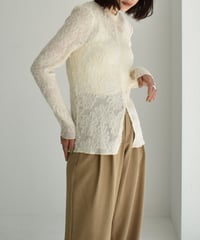 Sheer Flower Jacquard Tops np-t1911-179