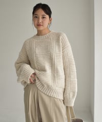 【Pre Order】Ivoryのみ12月中旬入荷分 予約販売 Pattern Loose Knit