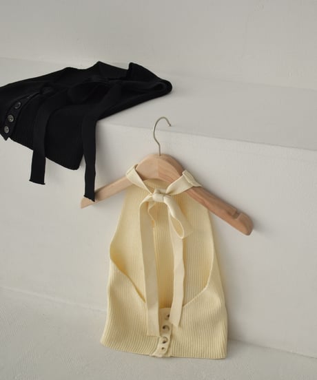 Halterneck Ribbon Knit Tops t1911-283