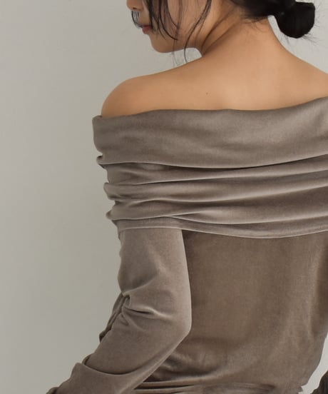 Sheer Velor Offshoulder Tops t1911-312