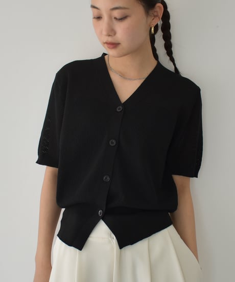 Half Sleeve Mesh Knit Cardigan t1911-387