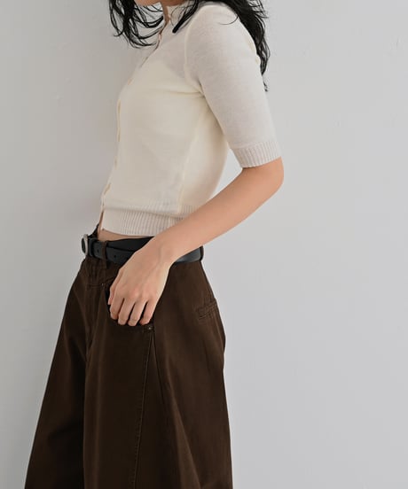 Half Sleeve Sheer Rib Knit Cardigan t1911-505