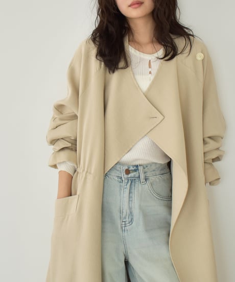 Drawstring Spring Long Coat c1911-46