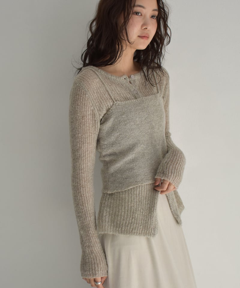 2piece Sheer Knit Cardigan t1911-344 | cizatto