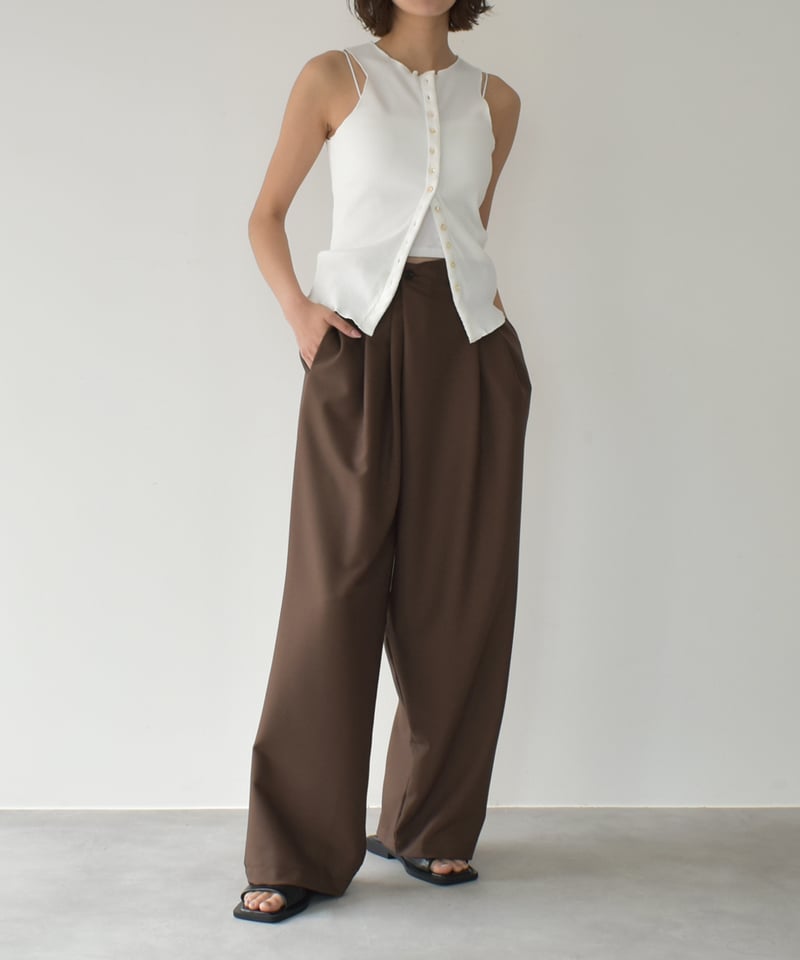 パンツ Double Waist Asymmetry Tuck Pants Pre-Order】アシメタックベルトパンツ / Asymmetrical Belt