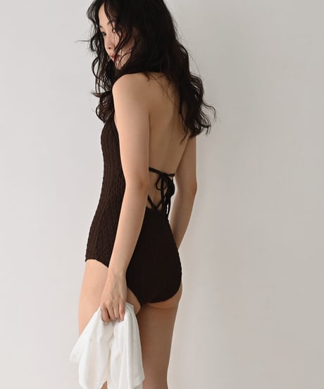 Halter Neck Jacquard Swim Wear sw2000-11