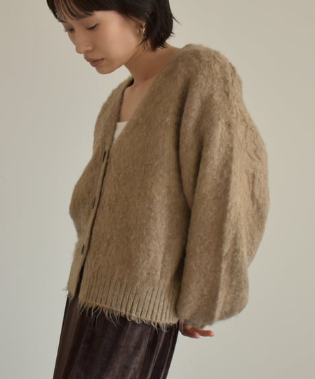 Vneck Shaggy Knit Cardigan t1911-491