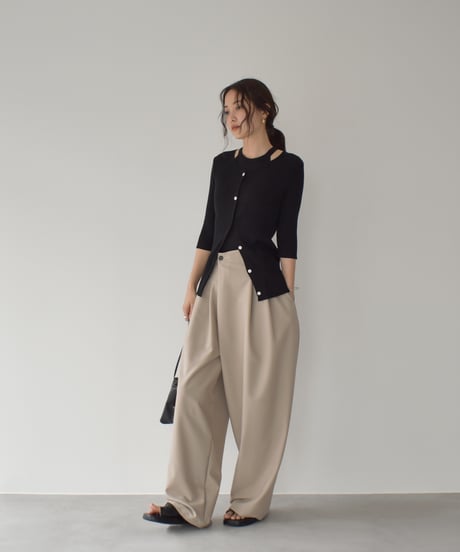 Half Sleeve Rib Knit Cardigan t1911-397