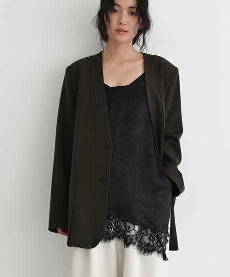 【Pre Order】Ecruのみ 7月下旬入荷分 予約販売  Satin Lace Camisole Tops t1911-506