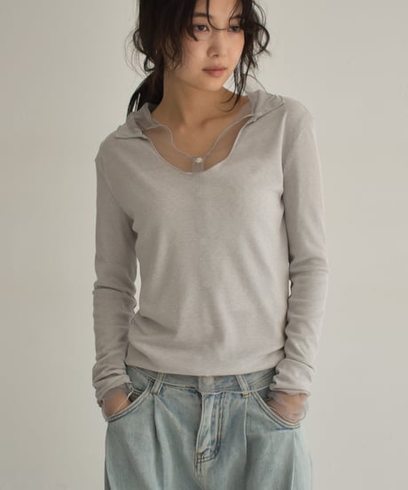 Tulle Layered Rib Tops t1911-438