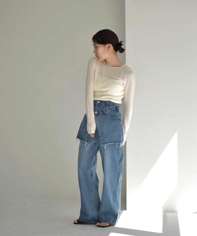 Layered Denim Pants bo2000-106 | cizatto Layered Denim Pants bo2000-106 | cizatto