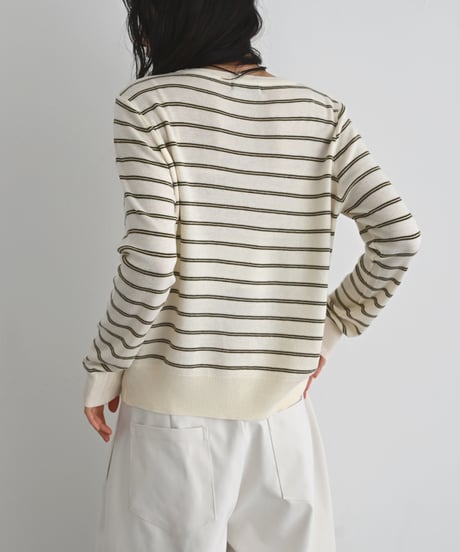 Key Neck Border Knit Cardigan t1911-515