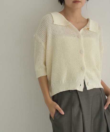 Mesh Knit Polo Cardigan t1911-304