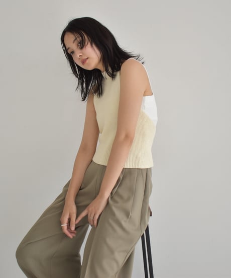 Halterneck Ribbon Knit Tops t1911-283