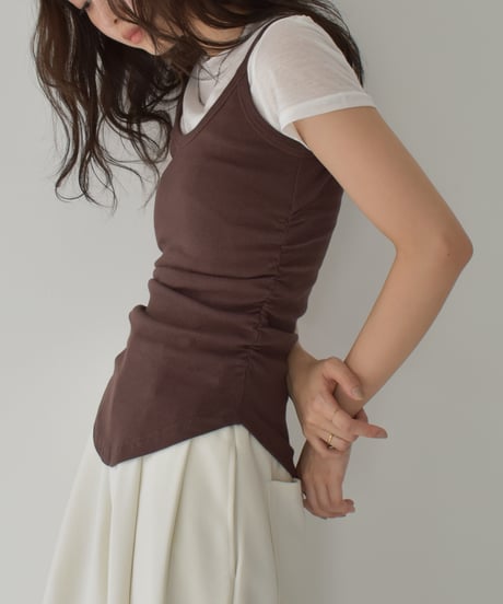 Side Gather Camisole Tops t1911-390