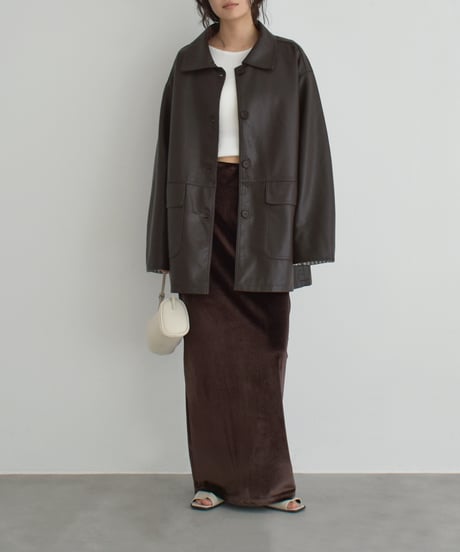 Fake Leather Over Jacket t1911-498