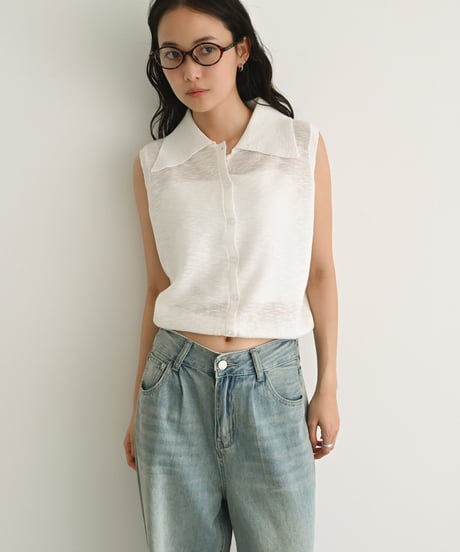 Sheer Nosleeve Knit t1911-416