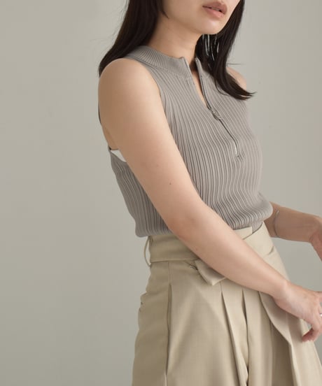 Half Zip Nosleeve Knit Tops t1911-289