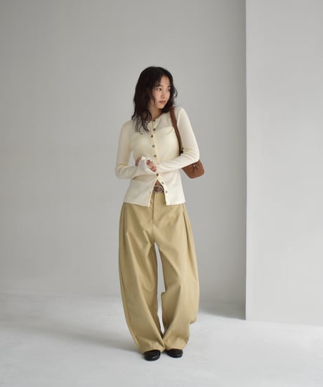 Crew Neck Rib Kint Cardigan t1911-350